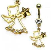 Piercing nombril ange plaqu� or
