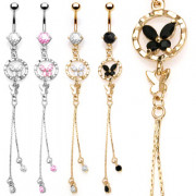 Piercing nombril anneau et papillons