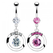 Piercing nombril anneau et zircon biseaut�