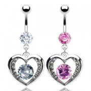 Piercing nombril coeur en dentelle