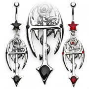 Piercing nombril Croix Gothique et Dragon