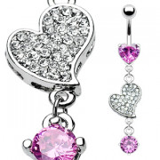 Piercing nombril double coeur rose et clair