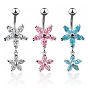 Piercing nombril double-fleur sertie