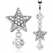 Piercing nombril double pendentif �toile