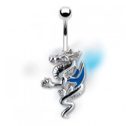 Piercing nombril dragon � ailes bleues