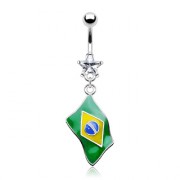 Piercing nombril drapeau Br�sil