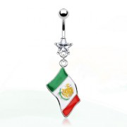 Piercing nombril drapeau Mexique