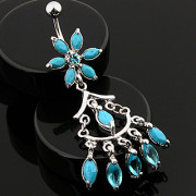Piercing nombril fleur Turquoise
