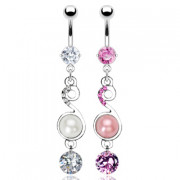 Piercing nombril huit perl� et serti