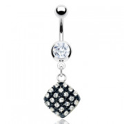 Piercing nombril losange noir serti