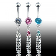 Piercing nombril Multi CZ & 2 Chaines