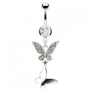 Piercing nombril papillon et son ombre