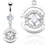 Piercing nombril pendentif bouclier serti