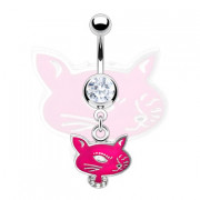 Piercing nombril pendentif chatte coquette