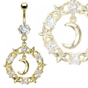 Piercing nombril pendentif en couronne d'�toiles