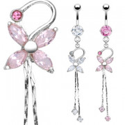 Piercing nombril pendentif fleur � quatre p�tales