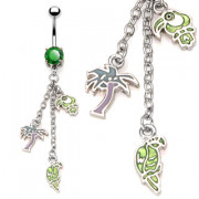 Piercing nombril pendentif p�roquets et palmier