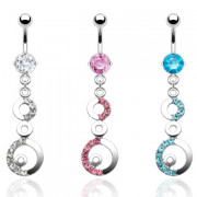 Piercing nombril pendentifs anneaux pav�s de pierres