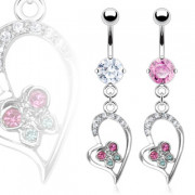 Piercing nombril petit coeur et papillon