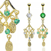 Piercing nombril plaqu� or pendentif chandelier