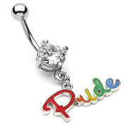 Piercing nombril sertie et pendentif "Pride"