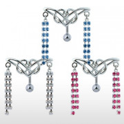 Piercing nombril Tribal  2 doubles cha�nes de pierres