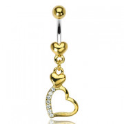 3 Faux Piercings De Nombril Clip-On - Cœur, Lune, Pendentif En Acier Chirurgical 316L
