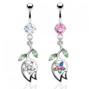 Piercing nombril tulipe invers�e et feuilles