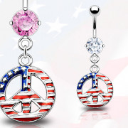 Piercing nombril US Flag Peace