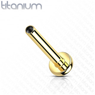 Tige / Barre de piercing Labret en titane G23 Doré (filetage interne)