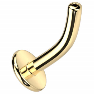 Tige courbe dore type "PUSH IN" pour piercing nombril en titane  base convexe (Sans filetage)