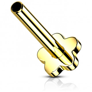 Tige de piercing labret push-in en Titane dor  base en forme de fleur