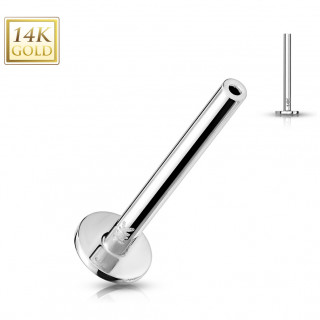 Tige labret type "Push In" en Or Blanc 14 carats