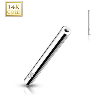 Tige remplacement barbell droit en or blanc 14 carats (pour embout push-in)