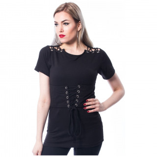 Top femme gothique noir  lacets CHAR TOP - Chemical Black