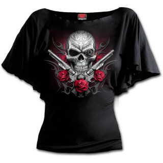 Top femme manches voiles "DEATH PISTOL" style jour des morts