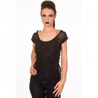 Top gothique Banned noir à motif araignées sur toiles