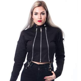 Veste femme goth-rock noir à zips GRAY JACKET - Chemical Black