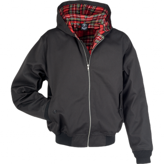 Veste homme noire  intrieur carreaux rouges tartan - Brandit