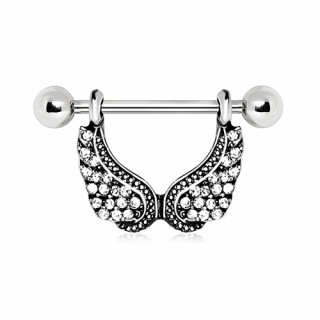 Piercing Téton Ailes D'ange En Acier Chirurgical | Zirconium | Argent, Or Rose | 1,6 Mm 14 Mm